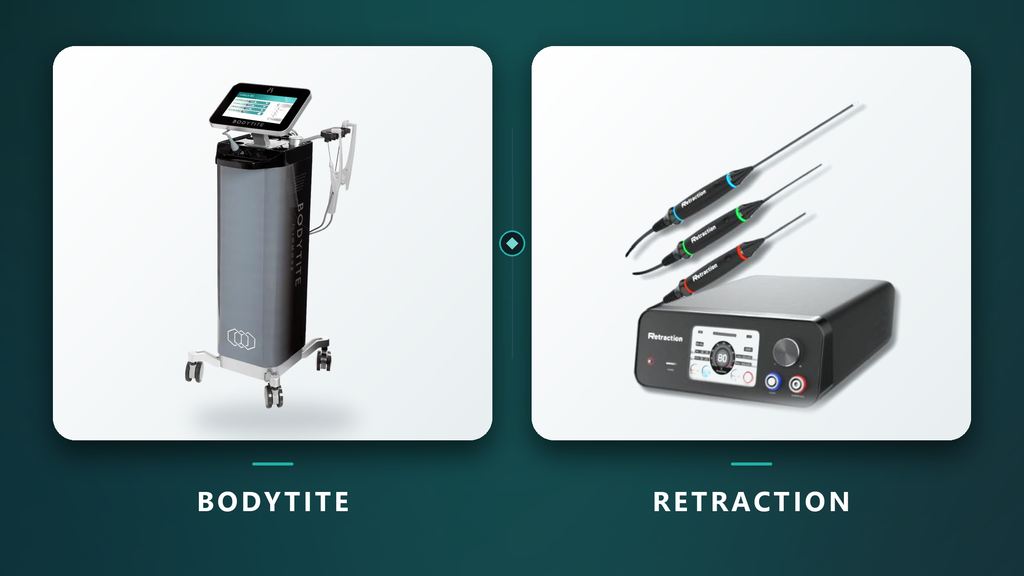 bodytite e retraction lado a lado em foto comparativa